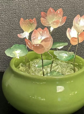 荷花小盆栽小夜灯手工diy材料包桌面摆件送女友闺蜜创意七夕礼物
