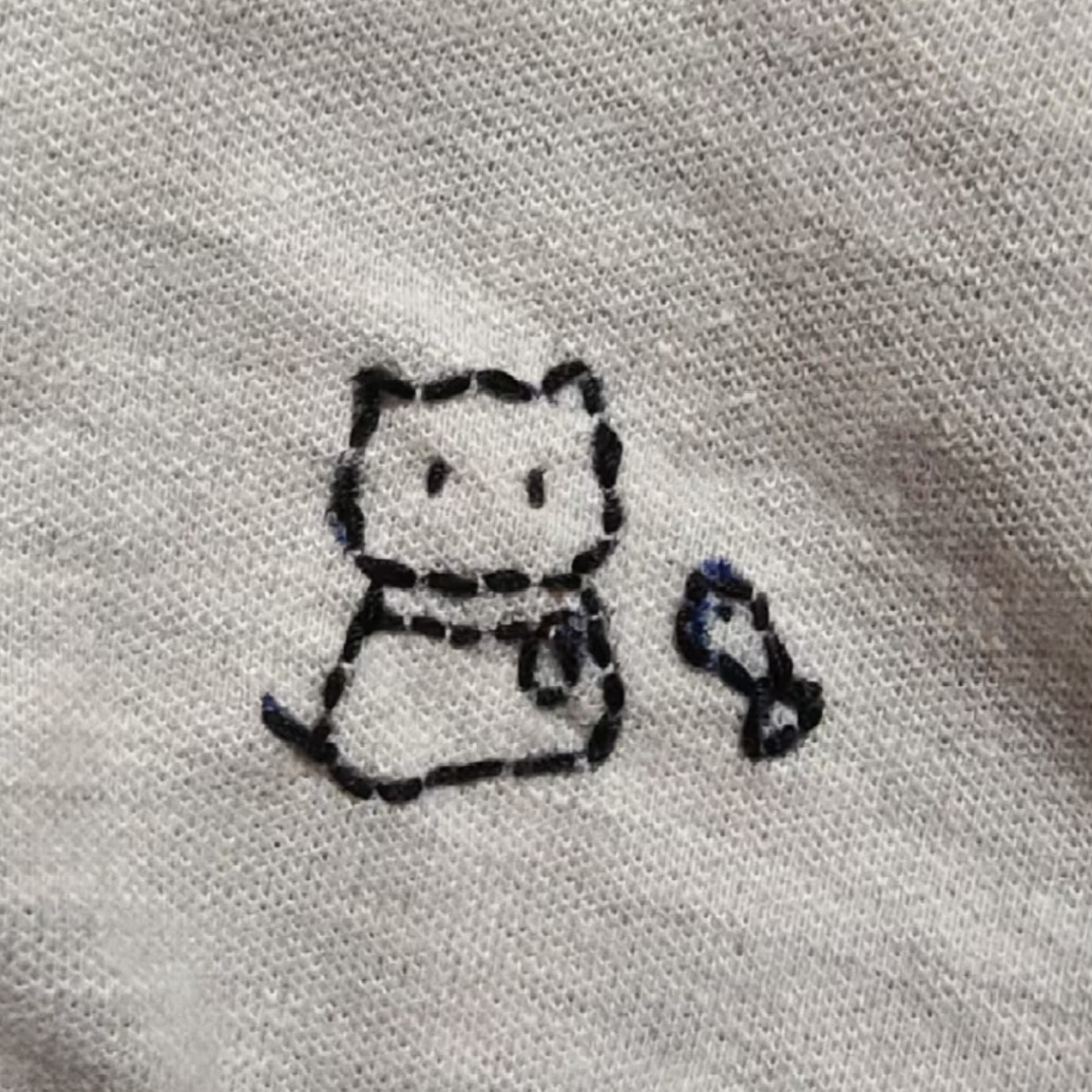 创意校服刺绣小猫图案手工diy材料包免画图自粘水溶布图纸到手绣