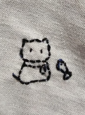 创意校服刺绣小猫图案手工DIY材料包免画图自粘水溶布图纸到手绣