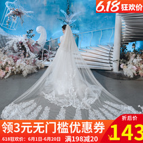 New main wedding dress head dress simple travel photography lace super Xian Sen series Korean long tailed head dress