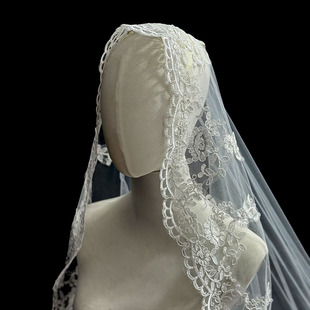 新款新娘结婚主婚纱头纱超仙森系婚礼拍摄头纱高级感蕾丝花边头纱