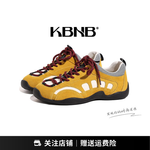 KBNB复古拼色厚底德训鞋女户外登山防滑百搭运动休闲老爹鞋
