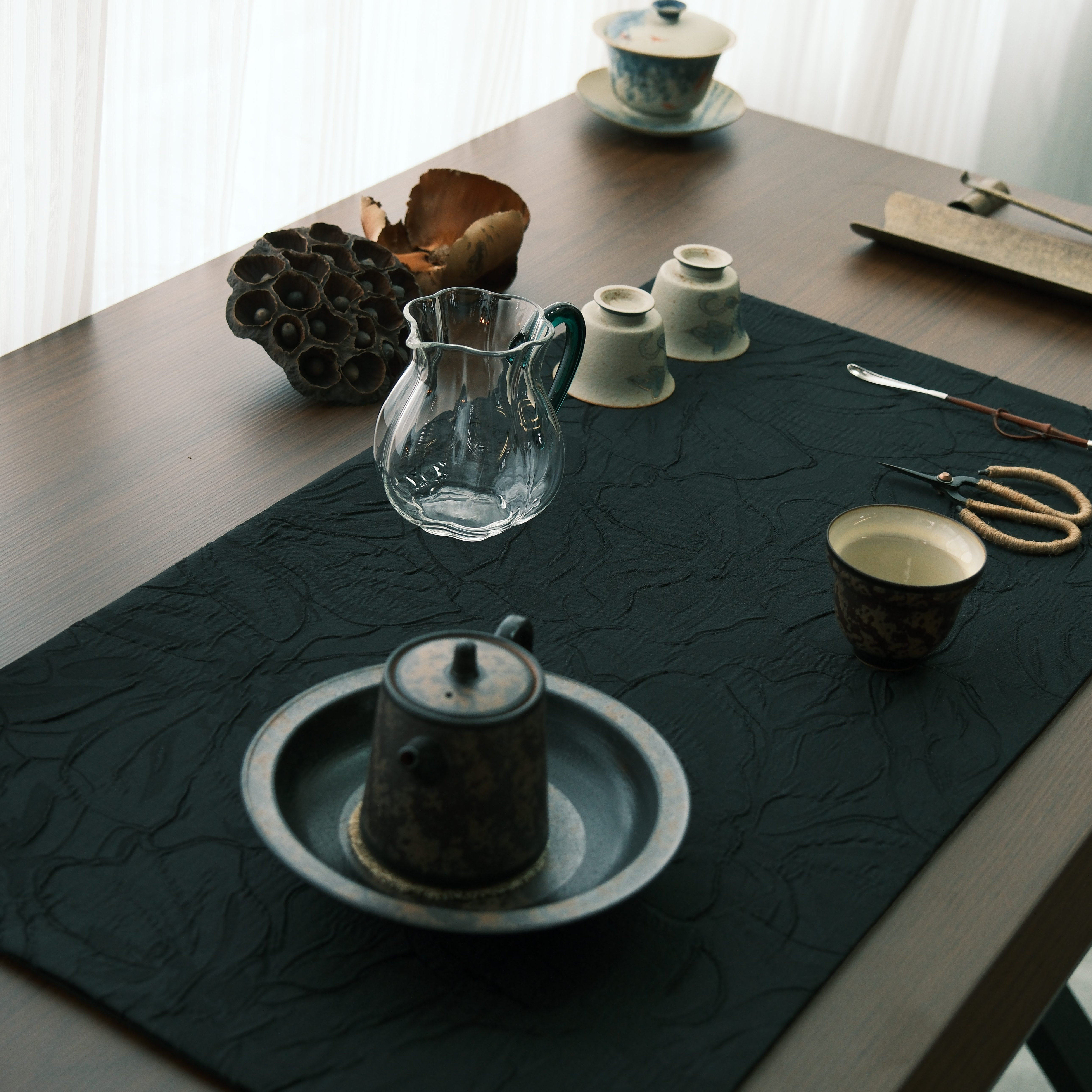 清山手工茶席浮雕墨花干泡茶席