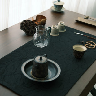 清山手工茶席 浮雕墨花 重度肌理高工茶席干泡茶席吸水茶席