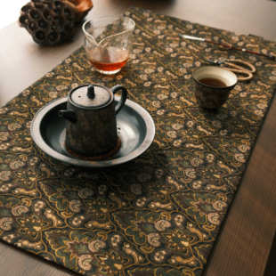 清山手工茶席 梵语 浮雕茶席干泡吸水茶席中式茶席轻奢茶席