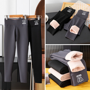 儿童加绒加厚鲨鱼裤秋冬新款保暖裤子女童高腰弹力瑜伽裤男童内