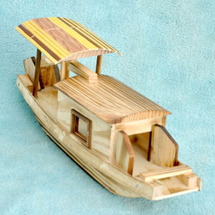 木质模型工艺木船飞机火车工程车货车老爷车复古木制玩具摆件模型