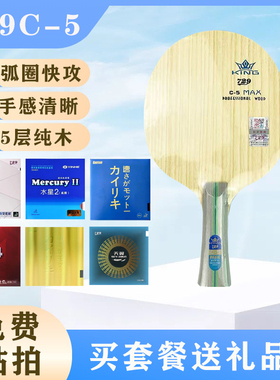 正品729C-5纯木球拍弧圈快攻diy手工组合拍初学训练专用直横球拍