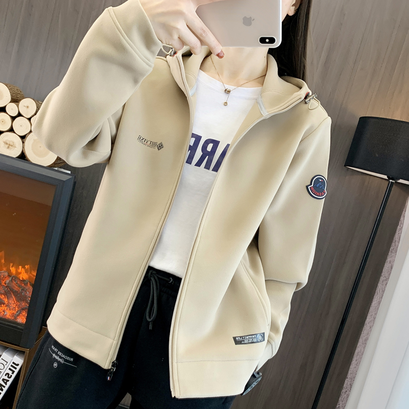 女加绒卫衣开衫外套保暖抓绒夹克