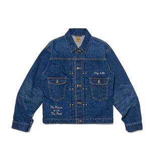 DENIM WORK JACKET 日本代购 刺绣工装 MADE 牛仔 夹克外套 HUMAN