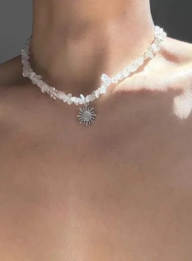 不规则项链高级感碎石太阳花男生男女小众高级感锁骨链潮流潮牌