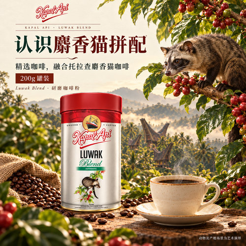 luwak印尼200g罐装速溶黑咖啡