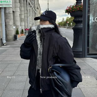 ROY11 街头宽松面包服外套 莫斯科都市黑色毛毛座山雕棉服秋冬美式