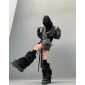 ROY11 亚文化个性 纯色毛绒加厚防寒护膝四色JK中短腿套