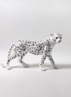 简约现代树脂金钱花豹子客厅茶几餐边柜桌面摆件家居创意装饰品