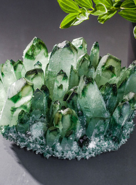 天然水晶簇摆件家居软装桌面书柜装饰品绿水晶晶簇摆饰紫色水晶