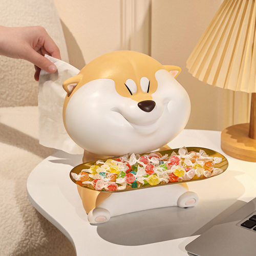 柴犬家用纸巾盒收纳摆件桌面客厅茶几电视柜抽纸盒装饰品萌趣设计