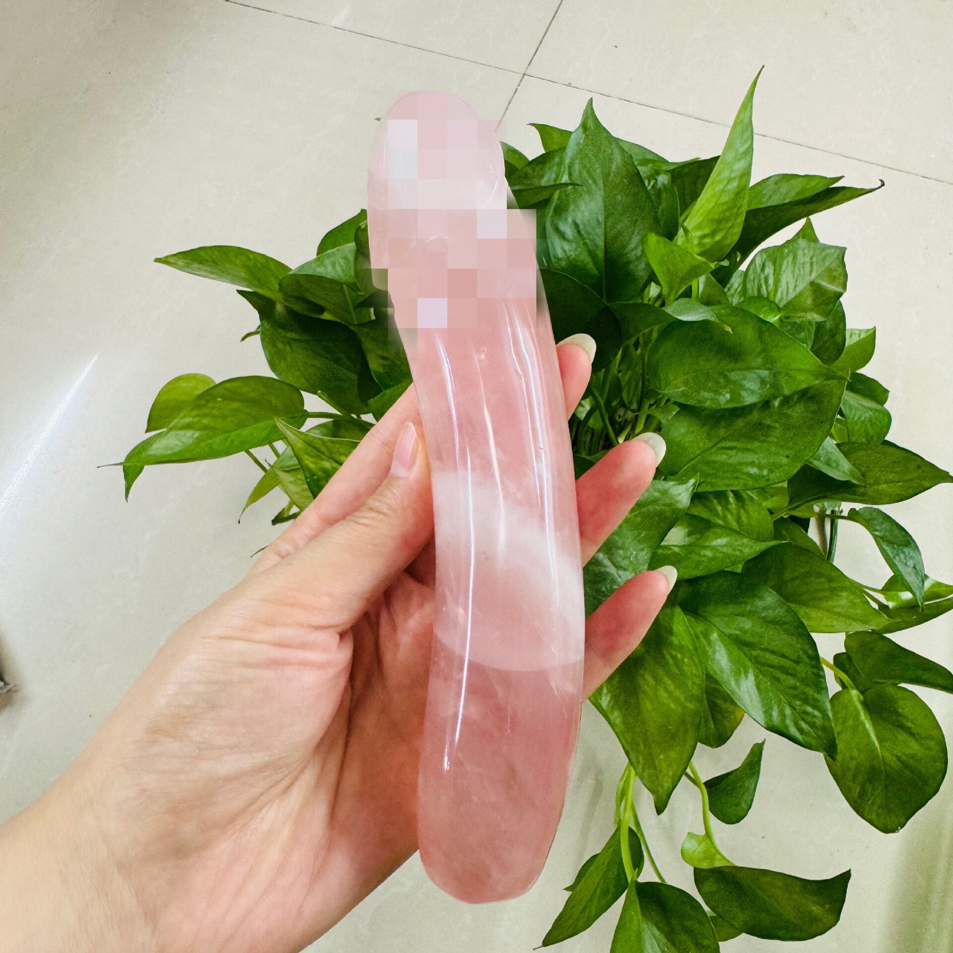 直供厂家 粉晶原石雕刻天然水晶按摩棒批发 跨境