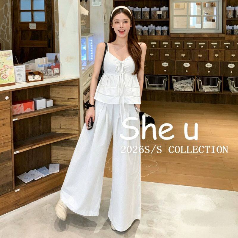 SHEU法式甜美风吊带上衣款套装