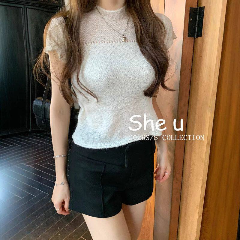 SHEU韩系通勤风休闲修身短裤女