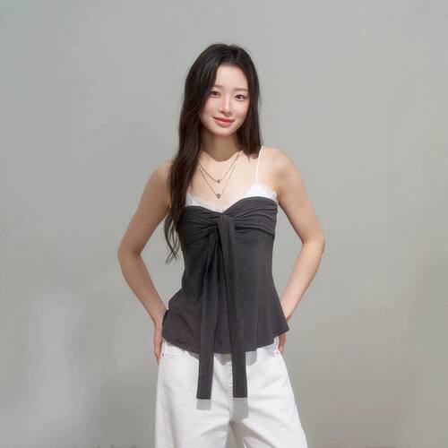 iNSLiiSA蕾丝拼接假两件吊带背心