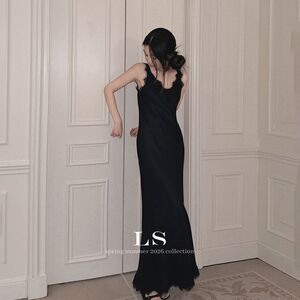 LS早春优雅时尚修身吊带连衣裙女
