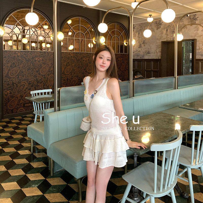 SHEU纯欲少女风松紧腰半裙夏款