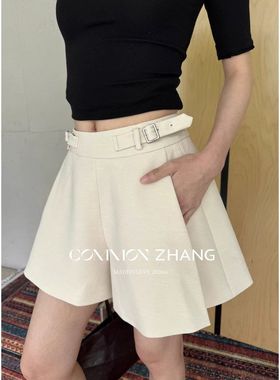 CZ ZHANG早春通勤高腰西装休闲短裤女百搭御姐舒适阔腿裤 C11045