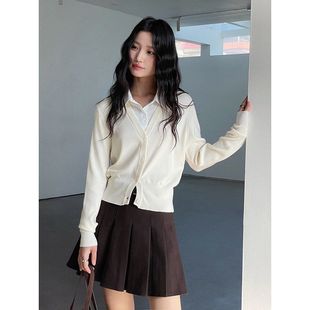 jisoo风假两件 女装 韩系通勤POLO领针织衫 上衣X8207F 秋季 新款