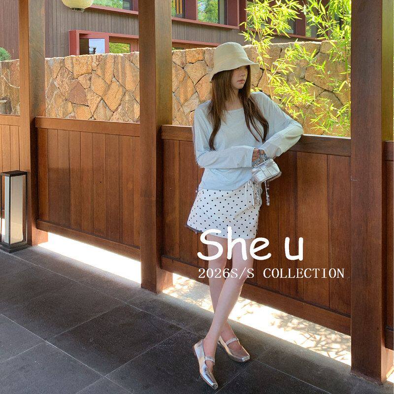 SHE十三行韩系甜美风波点松紧款