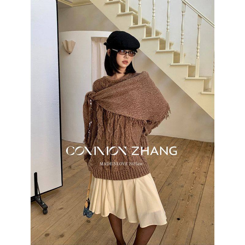 CZZHANG秋冬羊毛套头麻花毛衣女