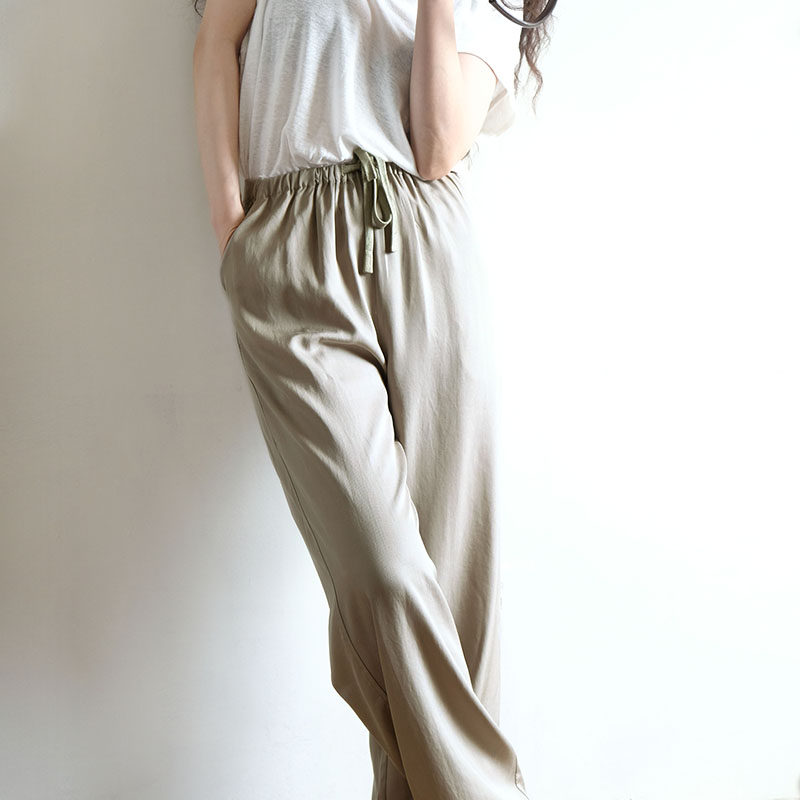 天丝裤女夏季薄款小个子垂感显瘦休闲阔腿裤高腰直筒冰丝裤子长裤