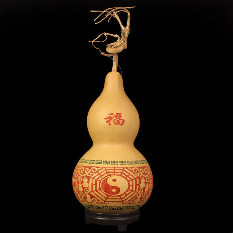天然葫芦龙头带柄藤百福图招财进宝镇宅观音赐福大悲咒摆件工艺品