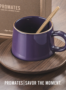 Promates紫色马克杯陶瓷咖啡杯高级感轻奢高颜值高档杯子礼盒装