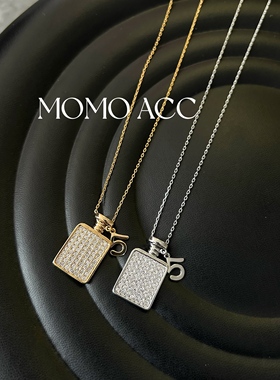 249新款香风香水瓶立体微镶超闪5字吊坠项链