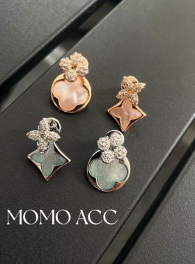 295新款老花感两色AB版前后带立体微镶气质时尚耳钉