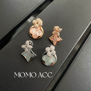 耳钉 前后带立体微镶气质时尚 295新款 老花感两色AB版