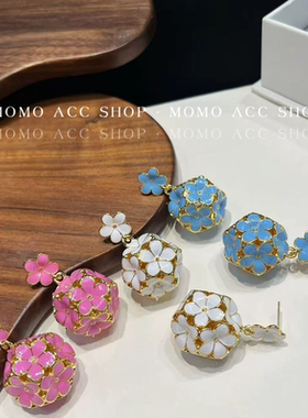 104新款立体滴釉花朵耳饰
