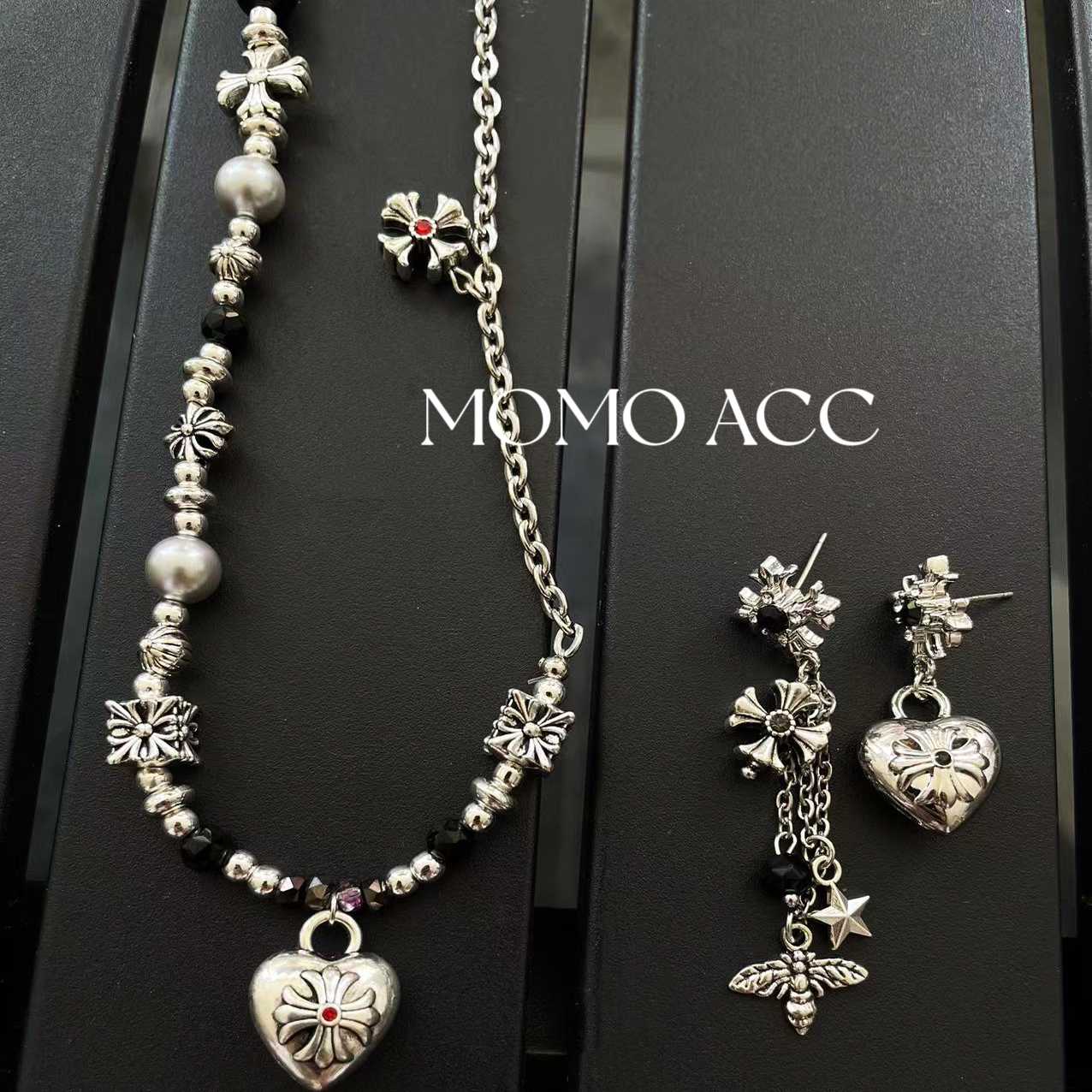 281新款日韩甜酷十字做旧百搭配饰