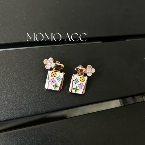 235新款自制老花釉面彩色立体微镶耳钉(高2.5*宽1.3)