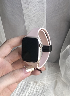 适用applewatch硅胶折叠磁吸表带iwatch11/10987SE苹果手表表带