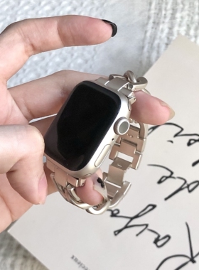适用AppleWatchS109金属小香风表带iWatchS8苹果手表s7/6/5/4/SE