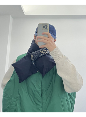 1S山系复古户外INDIGO蓝染古布拼接围脖3m新雪丽BORO Sashiko围巾