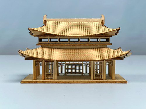 中式双层楼阁DIY木质拼装模型材料包 （长14宽9高9cm）