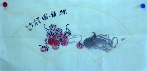 四尺三开国画字画作品荔枝吉利图墙拐角电表箱挂画手绘真迹装饰画