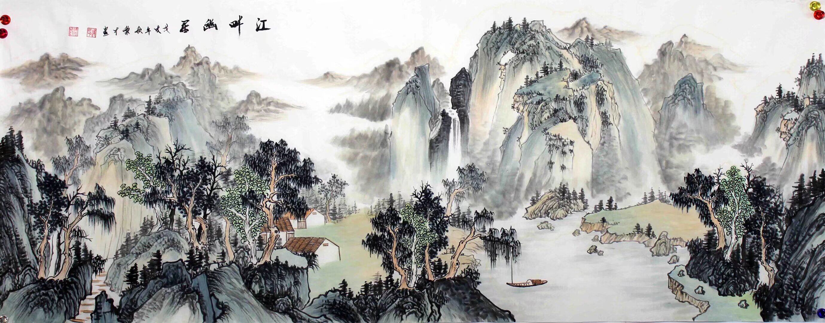 小六尺手绘真迹原稿仿古国画山水国画