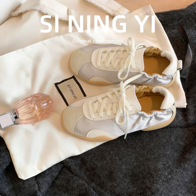 羊皮版~复古休闲缎面德训鞋女早春新款百搭平底系带芭蕾风阿甘鞋,女鞋,深口单鞋,淘宝优惠券,粉丝福利购,淘宝优惠卷