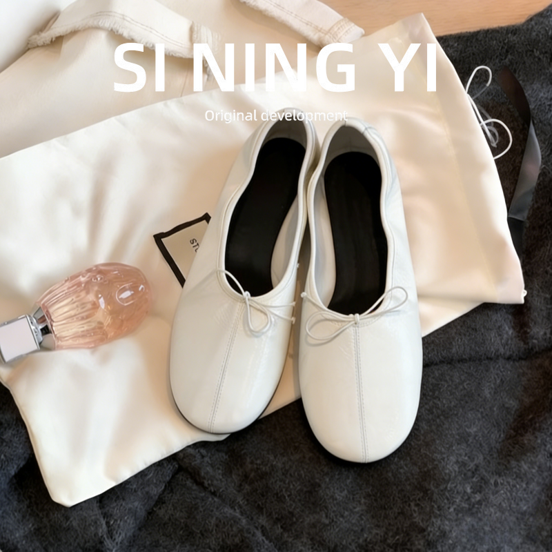软羊皮~真皮软底蝴蝶结浅口芭蕾单鞋女新款圆头一脚蹬平底奶奶鞋,女鞋,浅口单鞋,淘宝优惠券,粉丝福利购,淘宝优惠卷