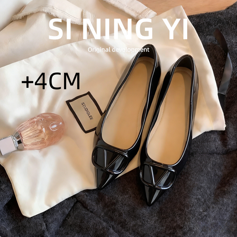 法式内增高尖头单鞋女新款百搭气质不累脚名媛风平底工作鞋通勤鞋,女鞋,玛丽珍鞋,淘宝优惠券,粉丝福利购,淘宝优惠卷