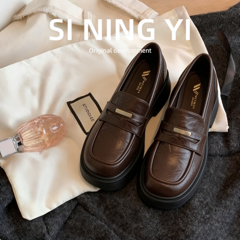 羊皮版~厚底增高乐福鞋女百搭软底单鞋复古英伦风小皮鞋大码女鞋,女鞋,乐福鞋（豆豆鞋）,淘宝优惠券,粉丝福利购,淘宝优惠卷